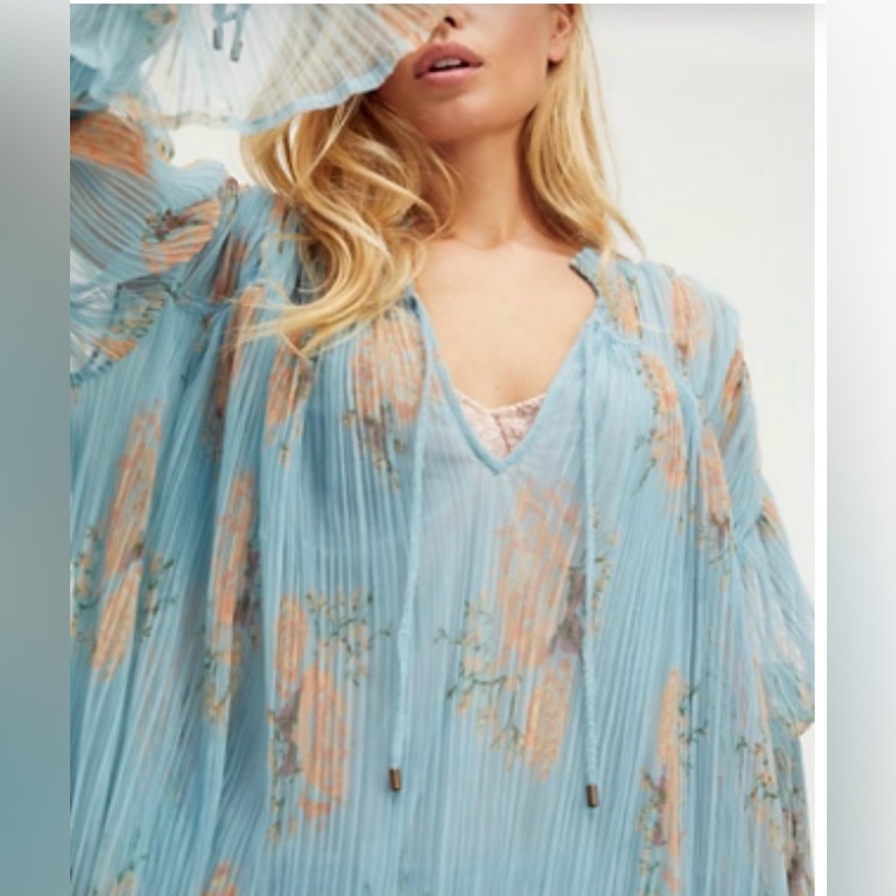 Floral Blue Sheer Women's Top